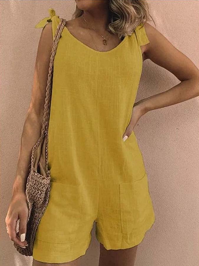 Women's Patch Pocket Cotton Linen Jumpsuit