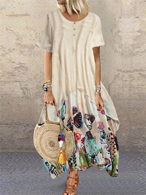 Airrys™ Buttons Up Print Maxi Dress