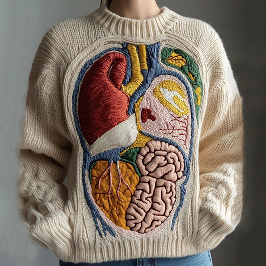 Classic Halloween Anatomy Art Chunky Knitted Sweater
