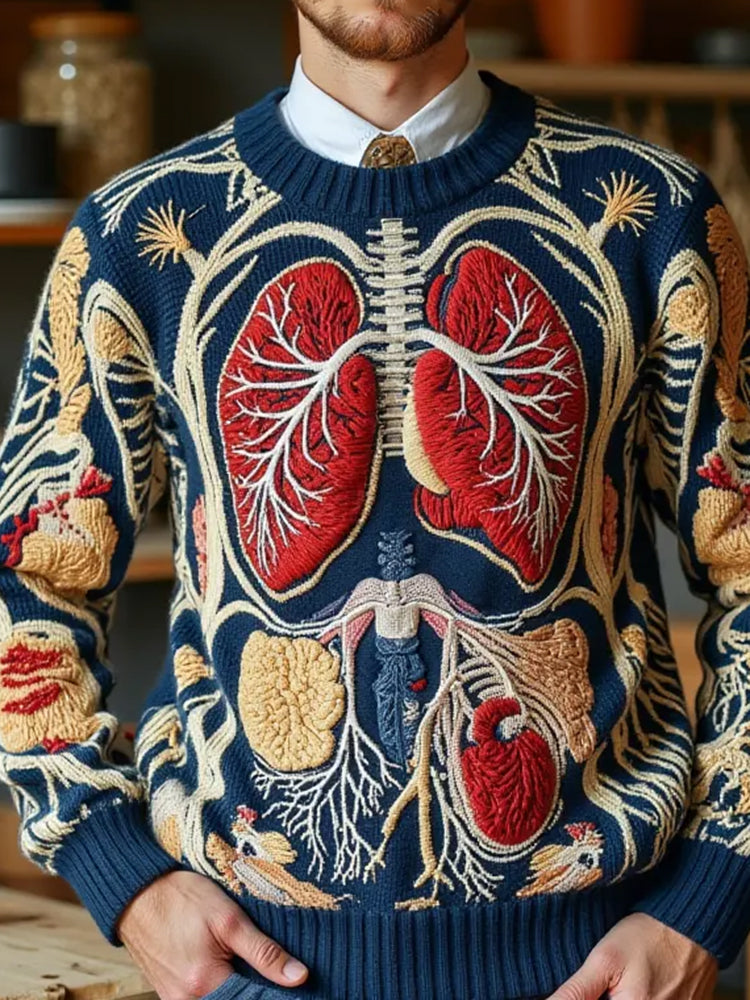 Classic Halloween Anatomy Art Chunky Knitted Sweater