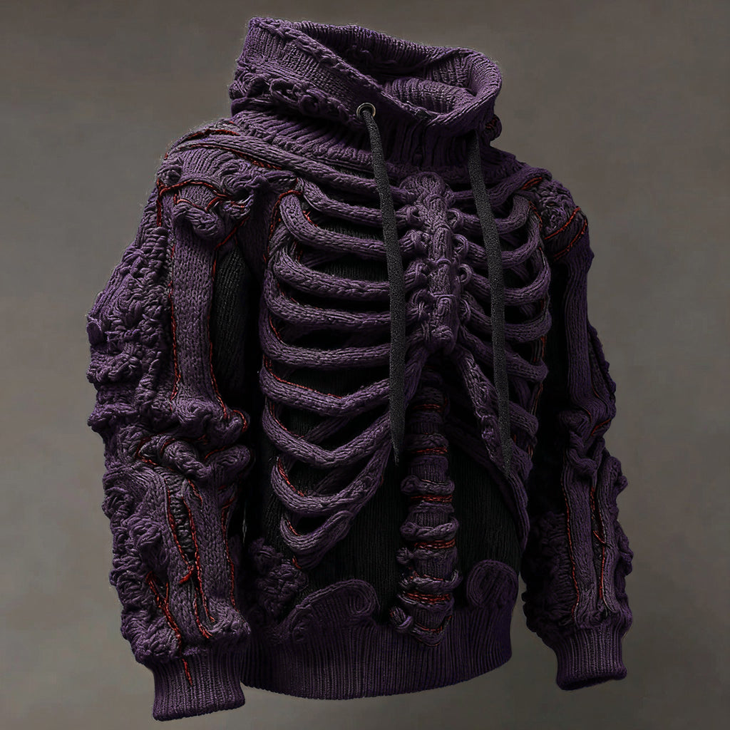 Vintage Halloween Anatomy Art Knit Hooded Sweater