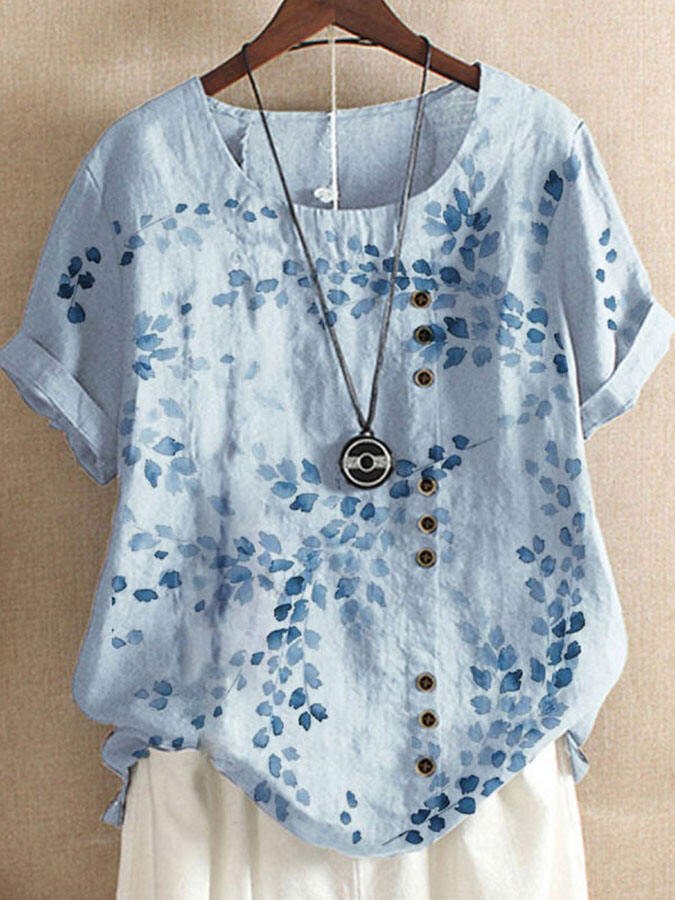 Airrys™ Loose Casual Leaf Print Top