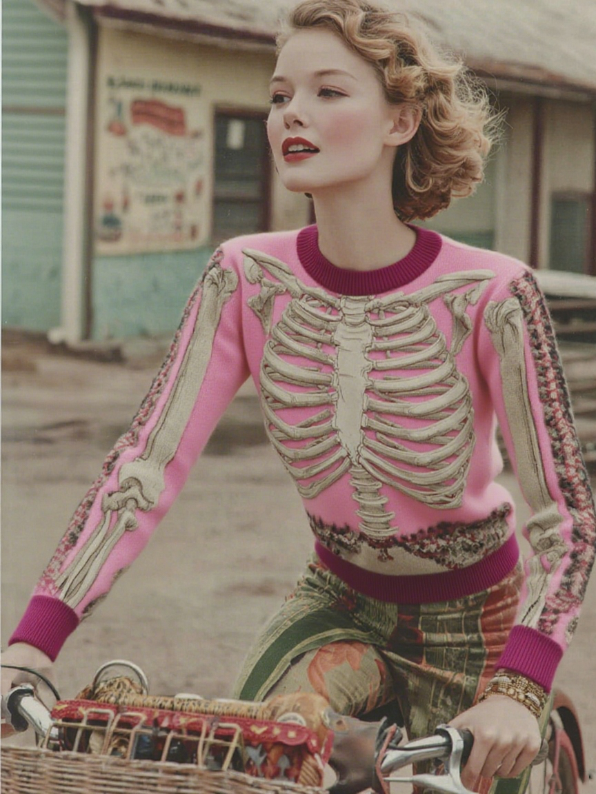 Vintage Halloween Anatomy Art Chunky Knitted Sweater