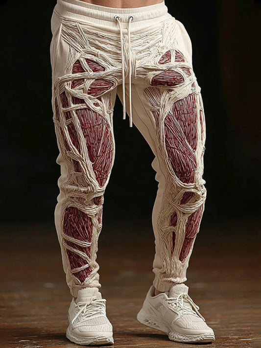 Men's Vintage Halloween Skeleton Art Sweatpants