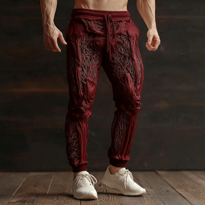 Men's Vintage Halloween Skeleton Art Sweatpants