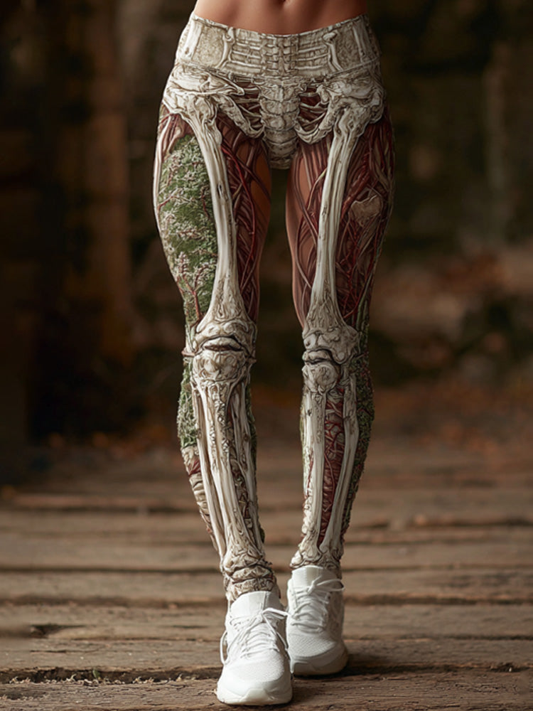 Wmoen's Vintage Halloween Skeleton Art Sweatpants