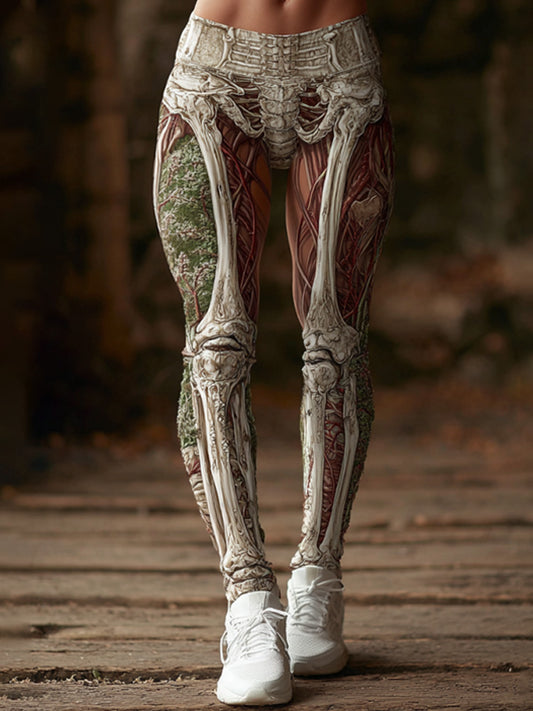 Wmoen's Vintage Halloween Skeleton Art Sweatpants