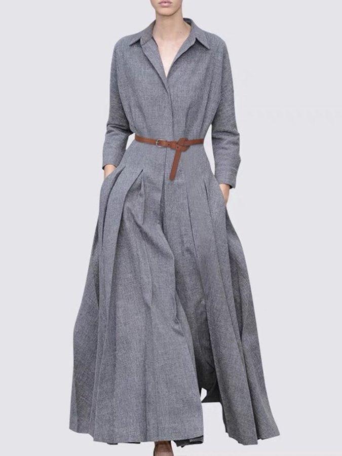 Airrys™ Women's Cotton Linen Long Sleeve Long Shirt Dress
