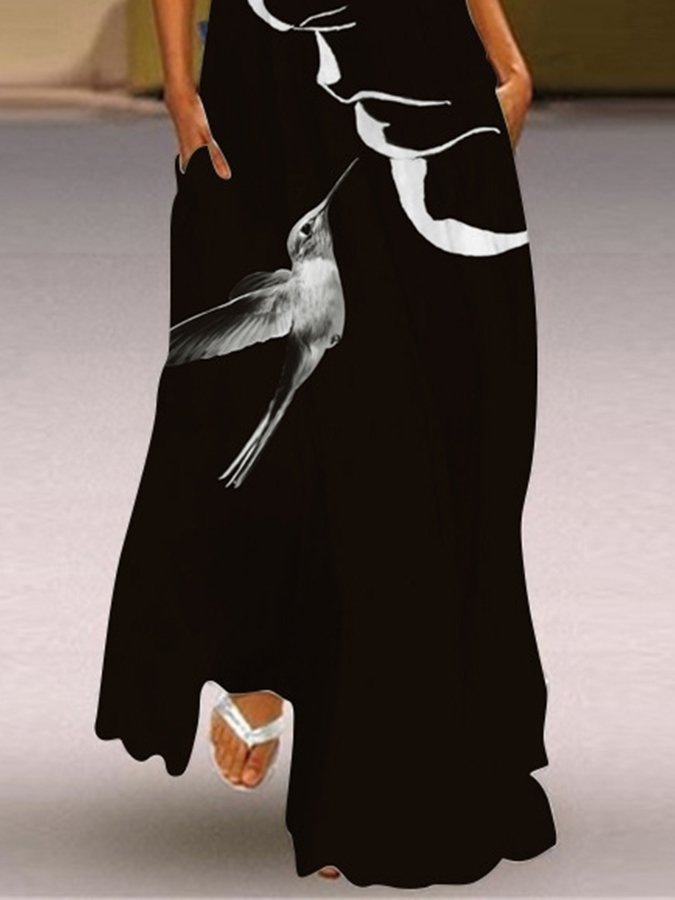 Airrys™ V-Neck Sleeveless Long Graphic Print Dress