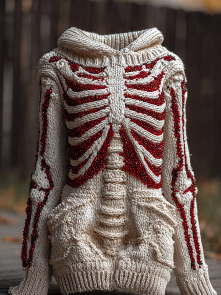 Halloween Anatomy Art And Diamond Vintage Hooded Sweater