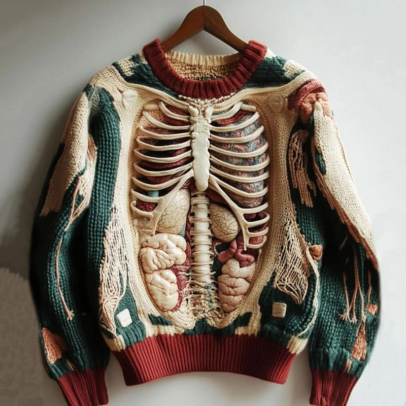 Vintage Halloween Anatomy Art Chunky Knitted Sweater