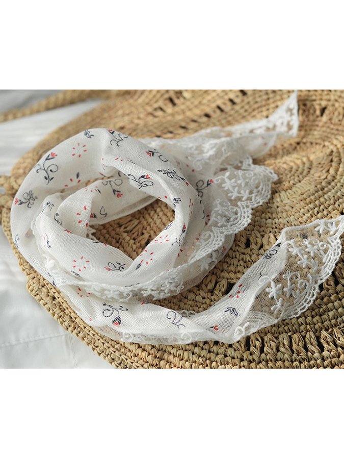 Airrys™ Women's Linen Vintage Floral Lace Triangle Scarf