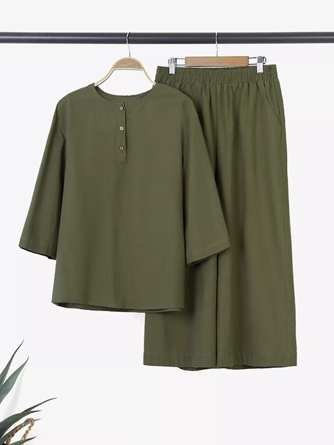 Airrys™ Women's Casual Solid Color Cotton Linen Set