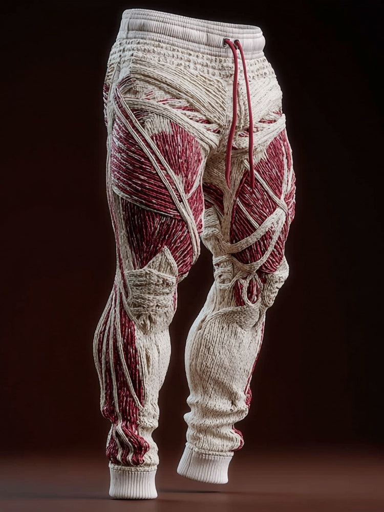 Men's Vintage Muscle Anatomy Art Cozy Knit Sweatpants