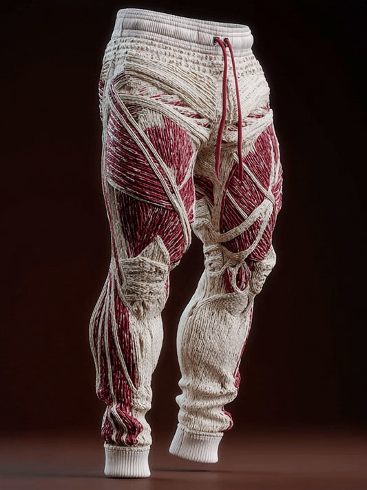 Men's Vintage Muscle Anatomy Art Cozy Knit Sweatpants