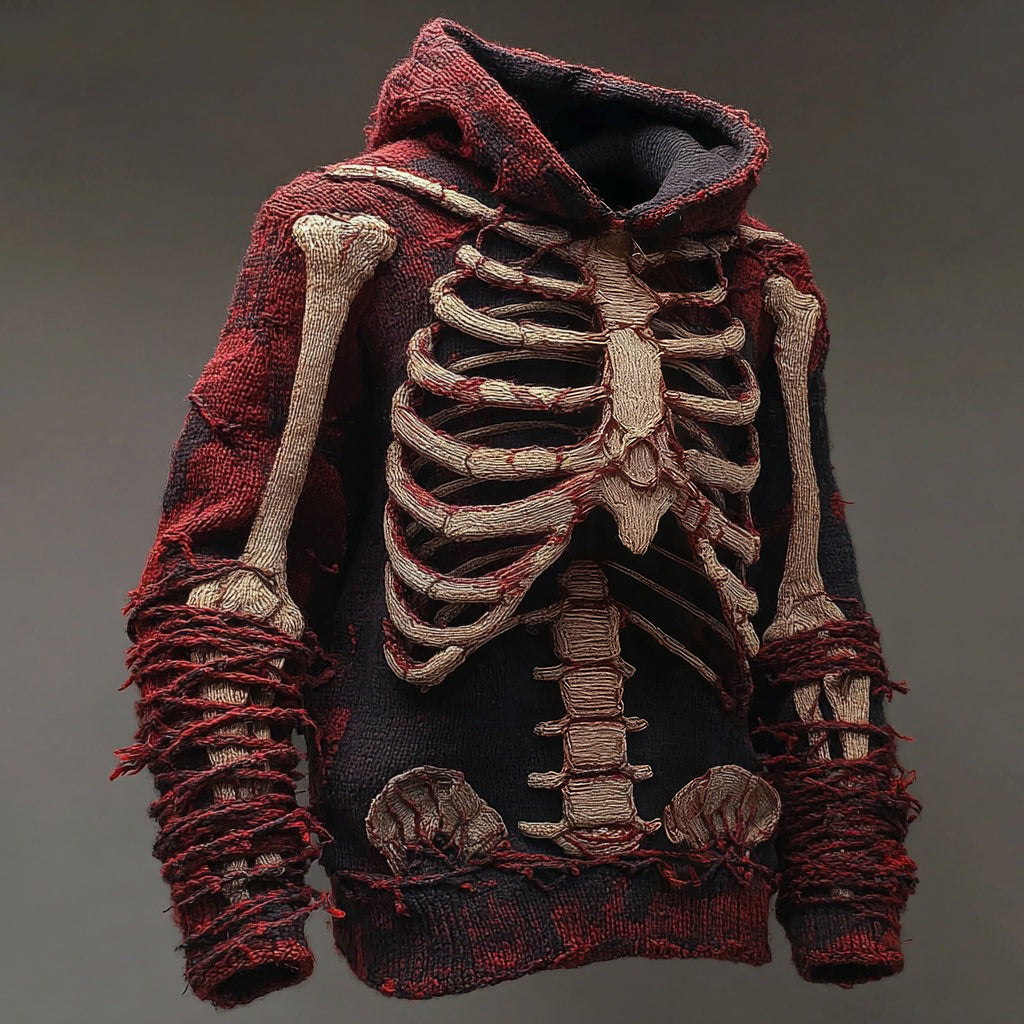 Men's Vintage Anatomy Knit Hooded Sweater