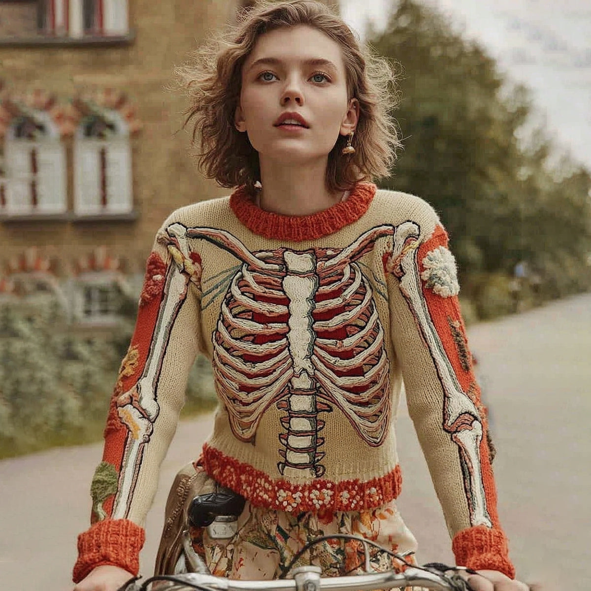 Vintage Halloween Anatomy Art Chunky Knitted Sweater