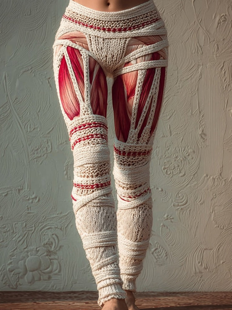 Halloween Muscle Anatomy Bandages Cozy Knit Leggings