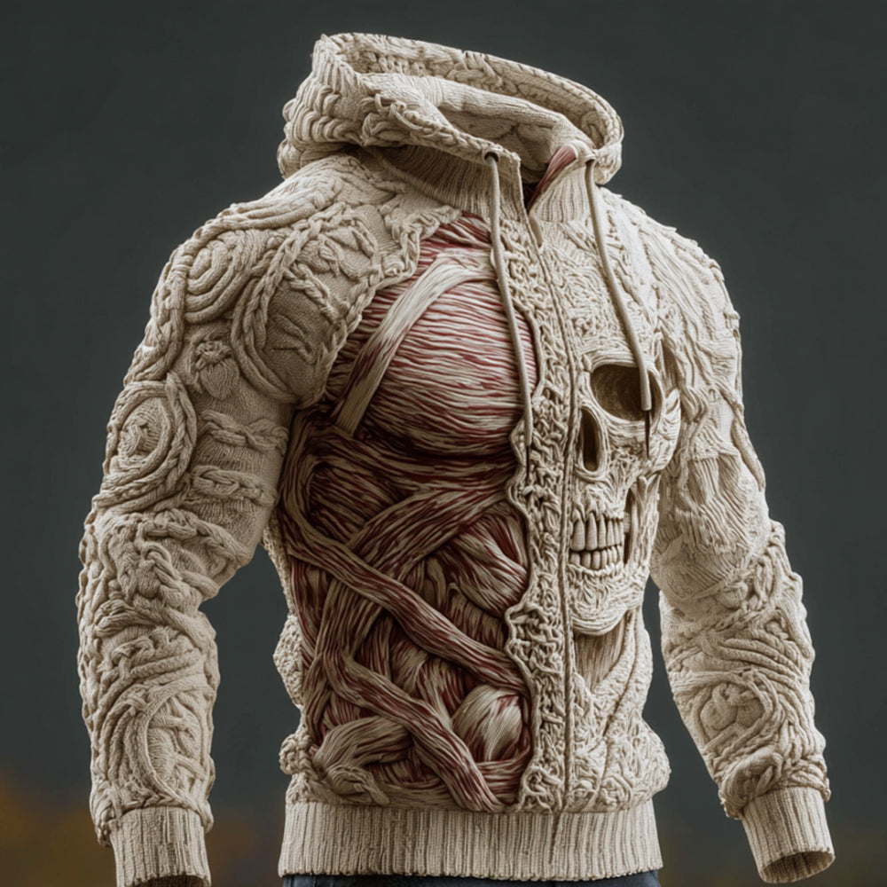 Halloween Human Anatomy Art Skull Retro Hooded Sweater