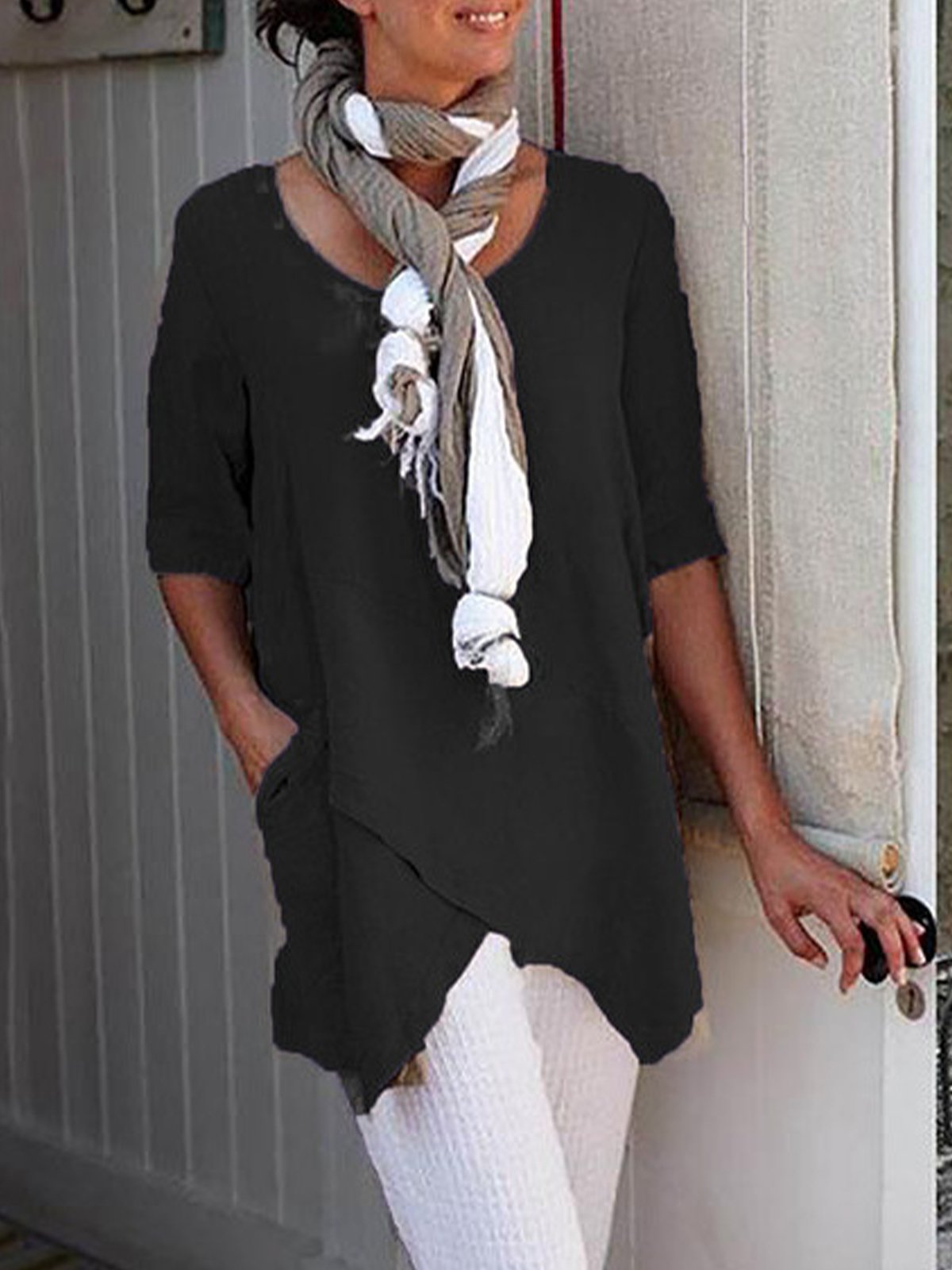 Airrys™ Women's Round Neck Solid Color Casual Cotton Linen Short Sleeves