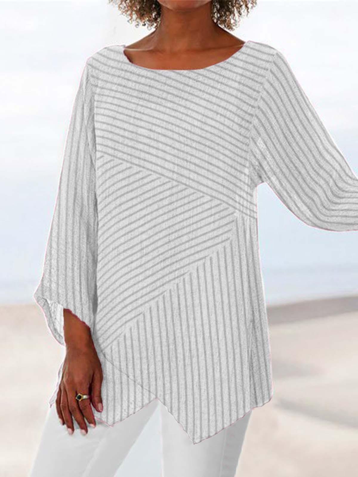 Crew Neck Long Sleeve Paneled Holiday Shirts