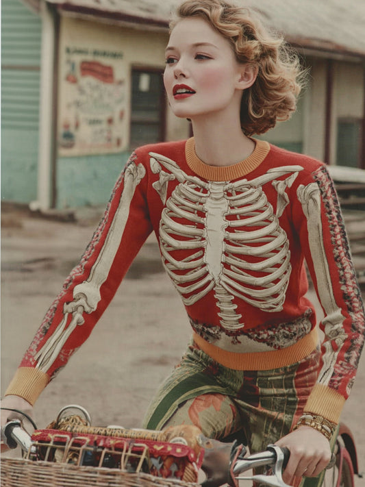 Vintage Halloween Anatomy Art Chunky Knitted Sweater