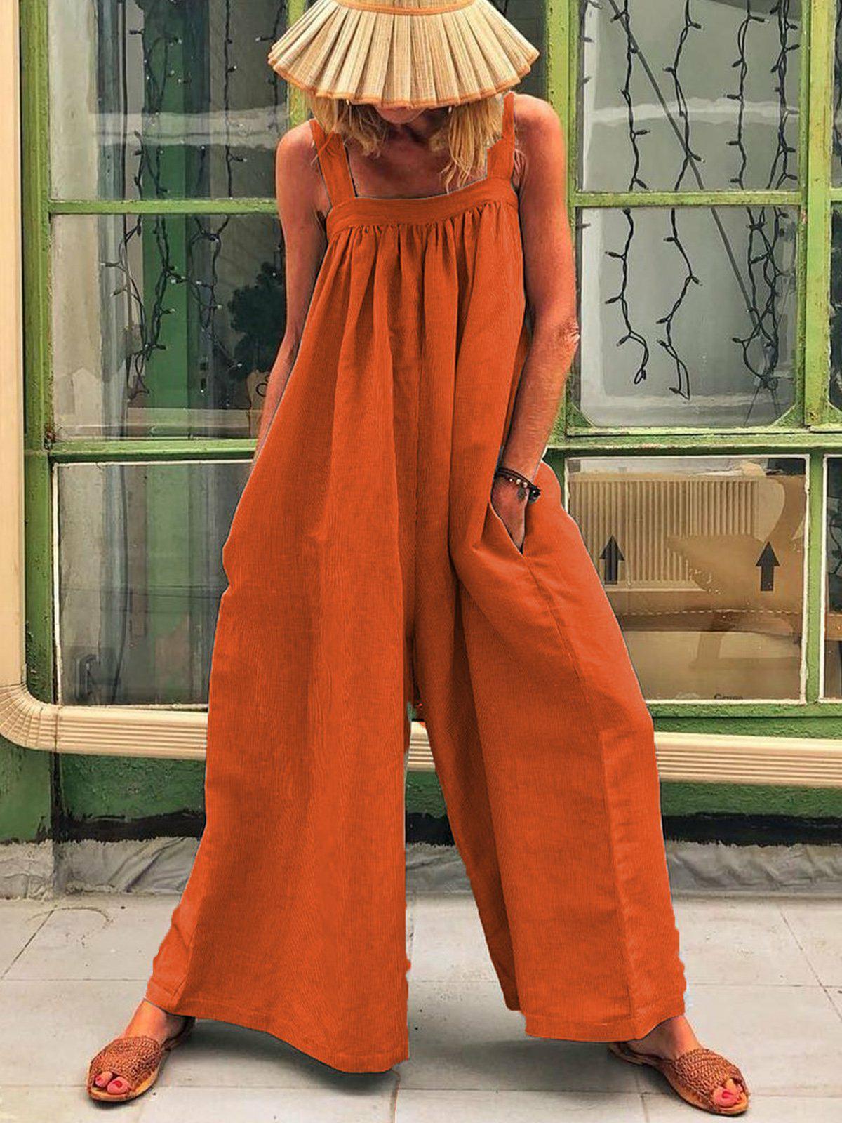 Loose Pure Color Jumpsuits