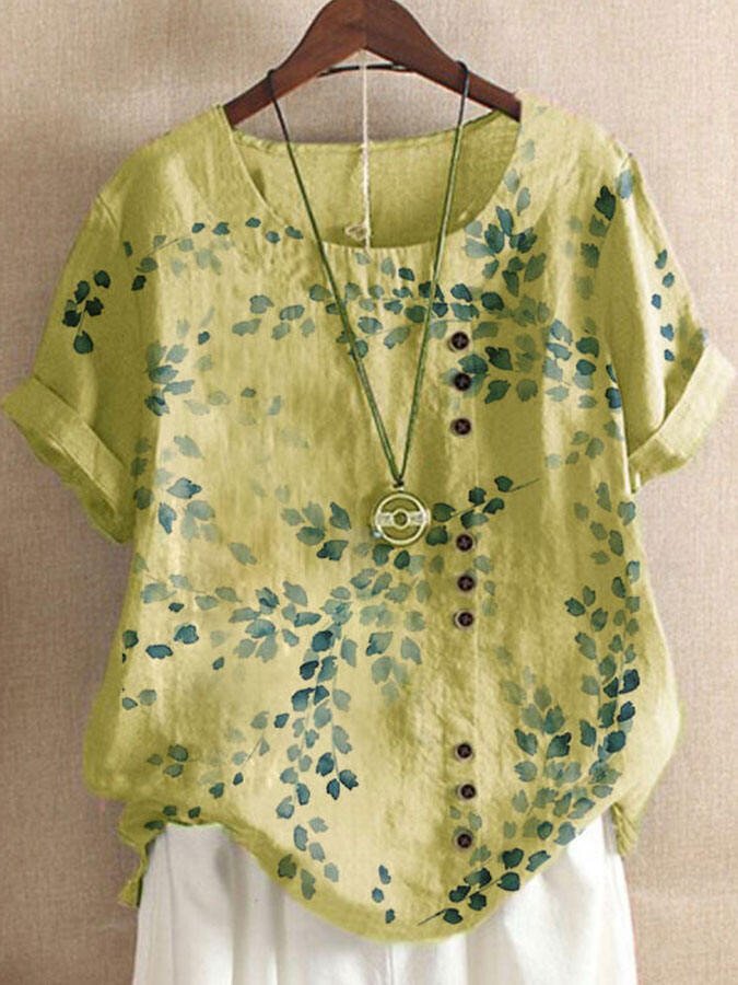 Airrys™ Loose Casual Leaf Print Top