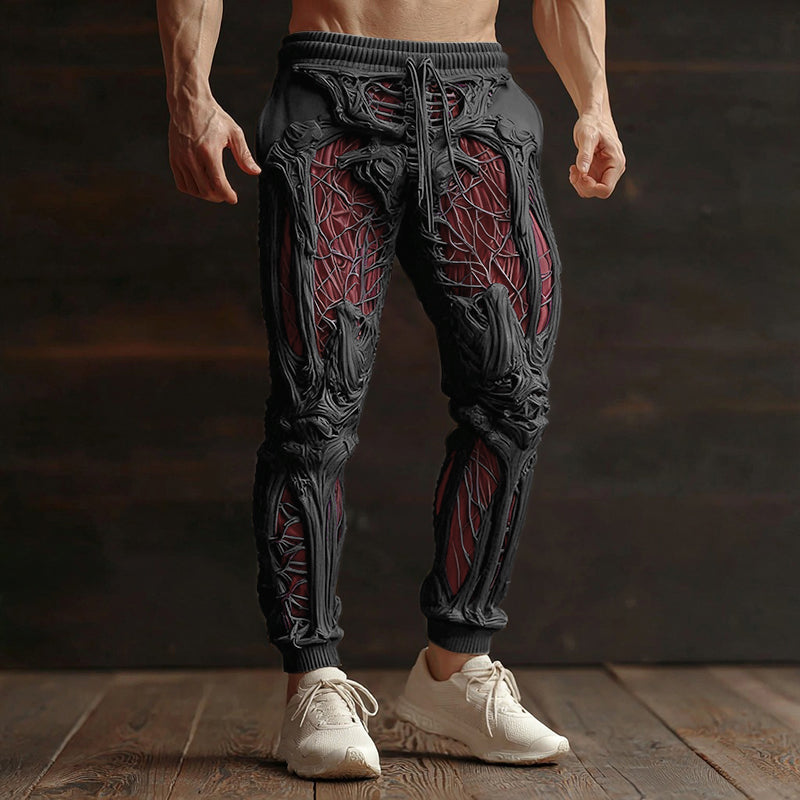 Men's Vintage Halloween Skeleton Art Sweatpants
