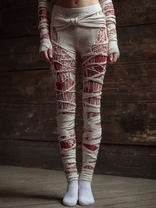 Women's Halloween Vintage Bandage Art Casual Leggings
