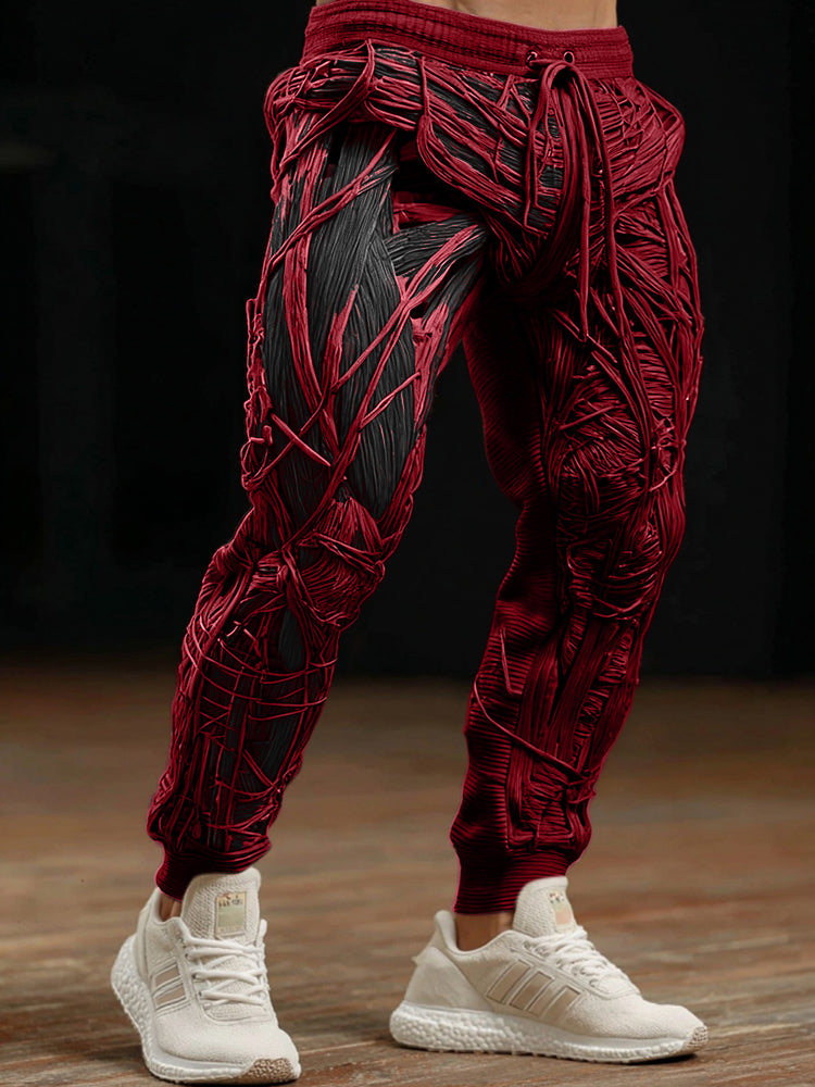 Men's Vintage Skeleton Muscles Art Cozy Knit Sweatpants