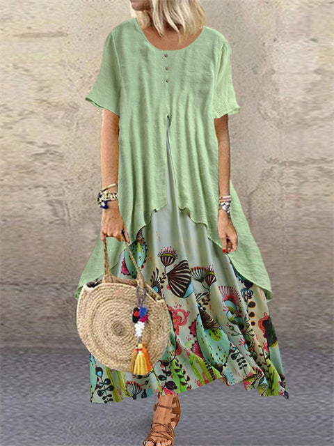 Airrys™ Buttons Up Print Maxi Dress