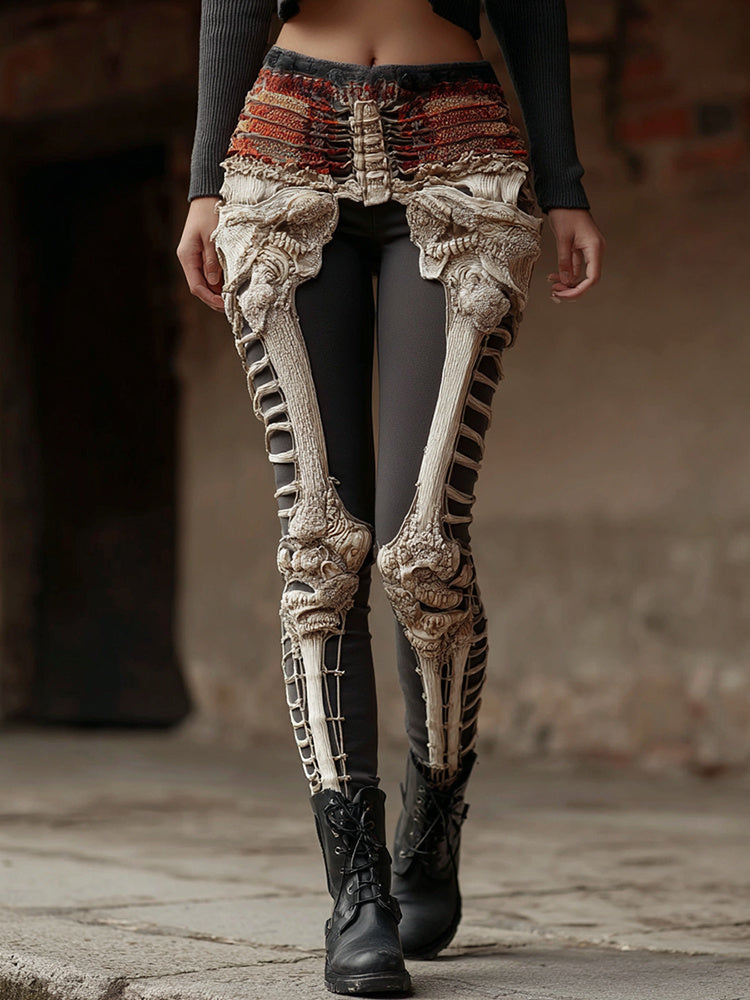 Women's Halloween Skeleton Art Casual Leggings