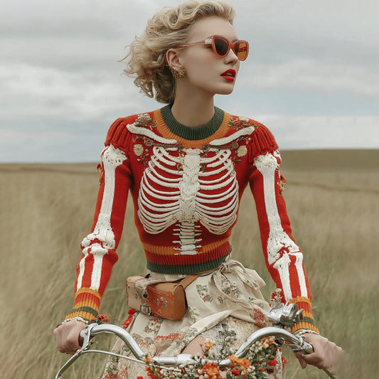 Women's Vintage Anatomy And Floral Art Cozy Ugly Sweater