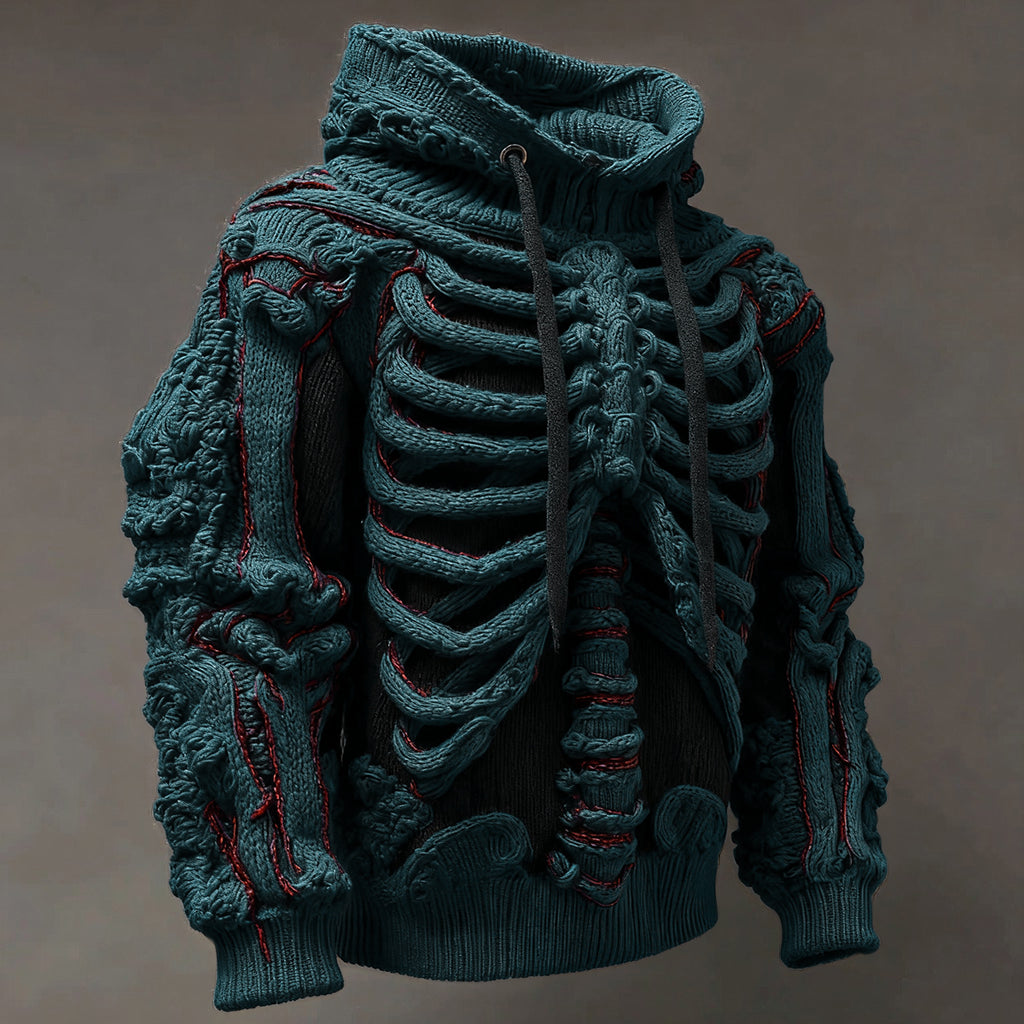 Vintage Halloween Anatomy Art Knit Hooded Sweater