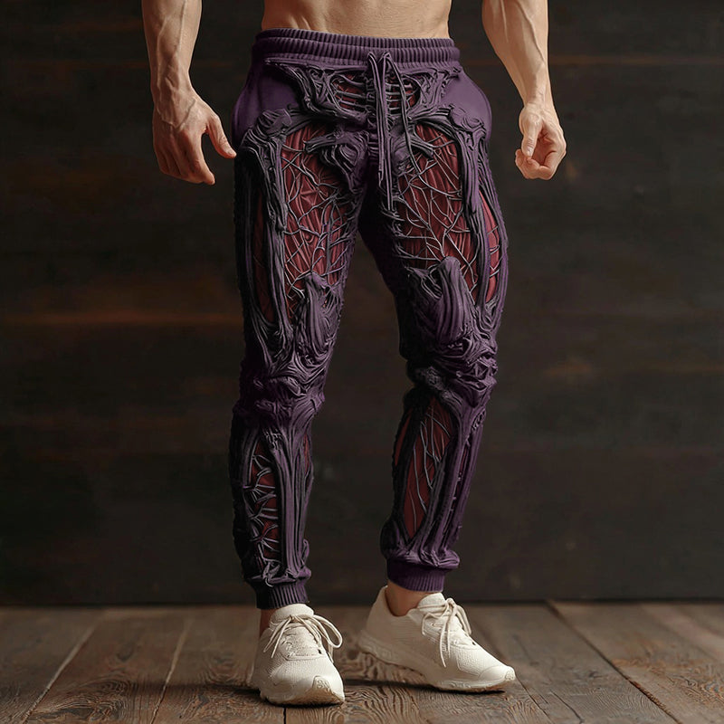 Men's Vintage Halloween Skeleton Art Sweatpants