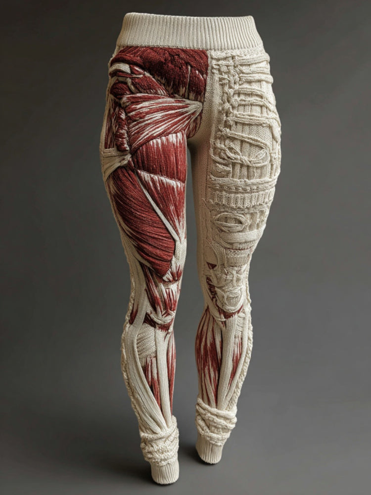 Women's Vintage Skeleton Muscles Art Cozy Leggings