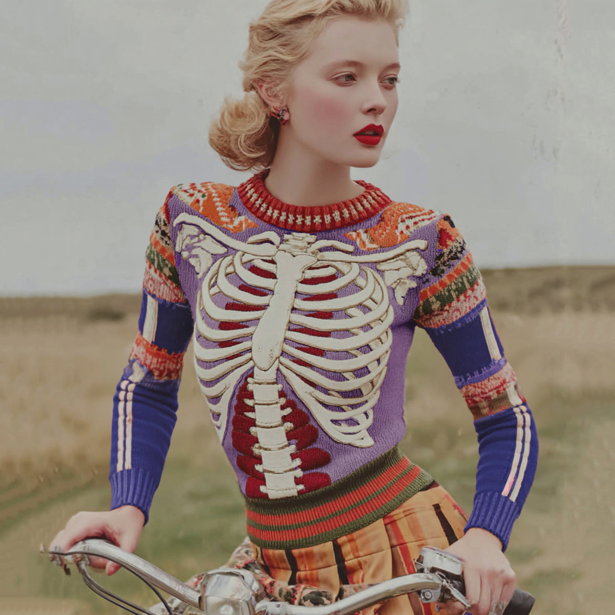 Vintage Halloween Anatomy Art Chunky Knitted Sweater