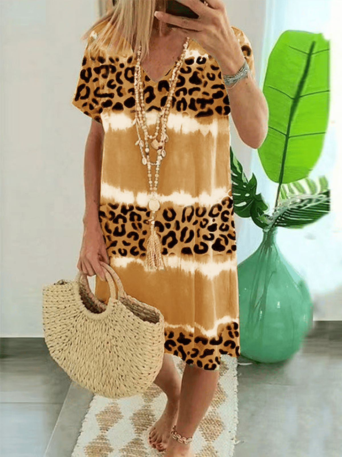 Airrys™ Women's Tie Dye Leopard Print Dress