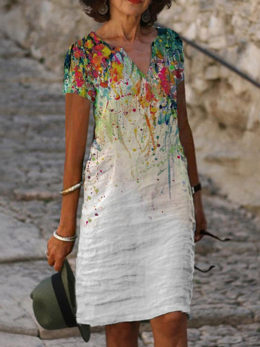 Airrys™ Women's Flower Print V Collar Dress