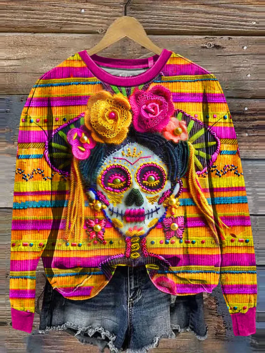 Mexican Festive Day Of The Dead Art Printed Sweatshirt For Fans