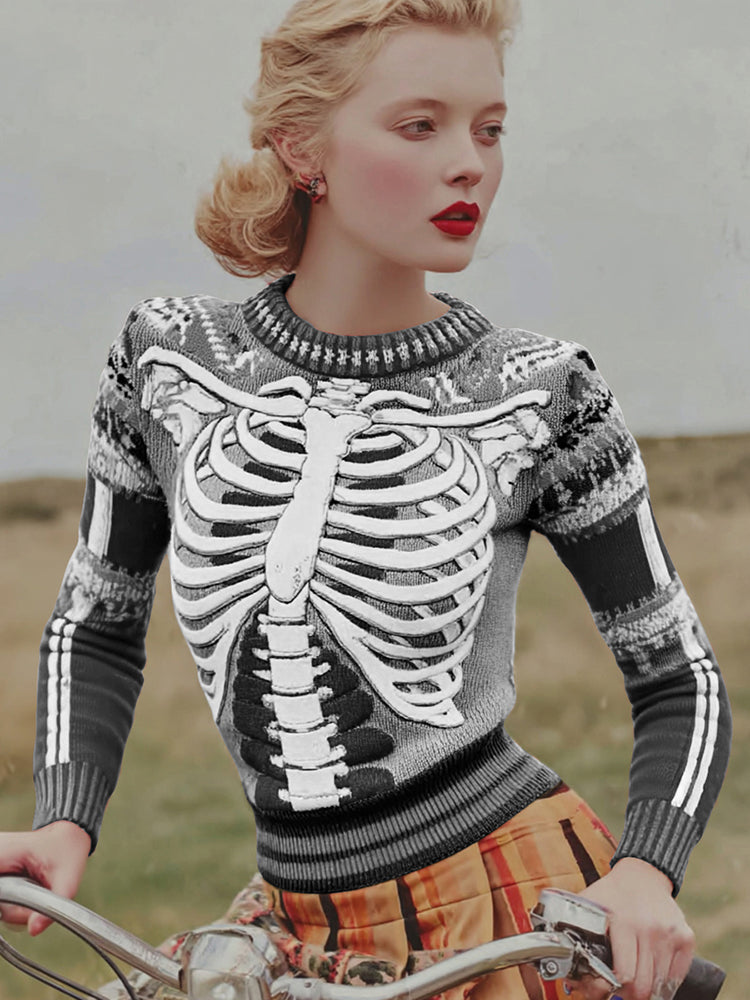 Vintage Halloween Anatomy Fresh Look Art Chunky Knitted Sweater