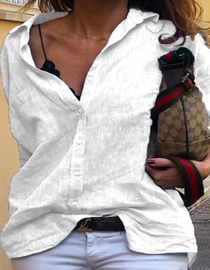 Women's Casual Solid Long Sleeved Shirt