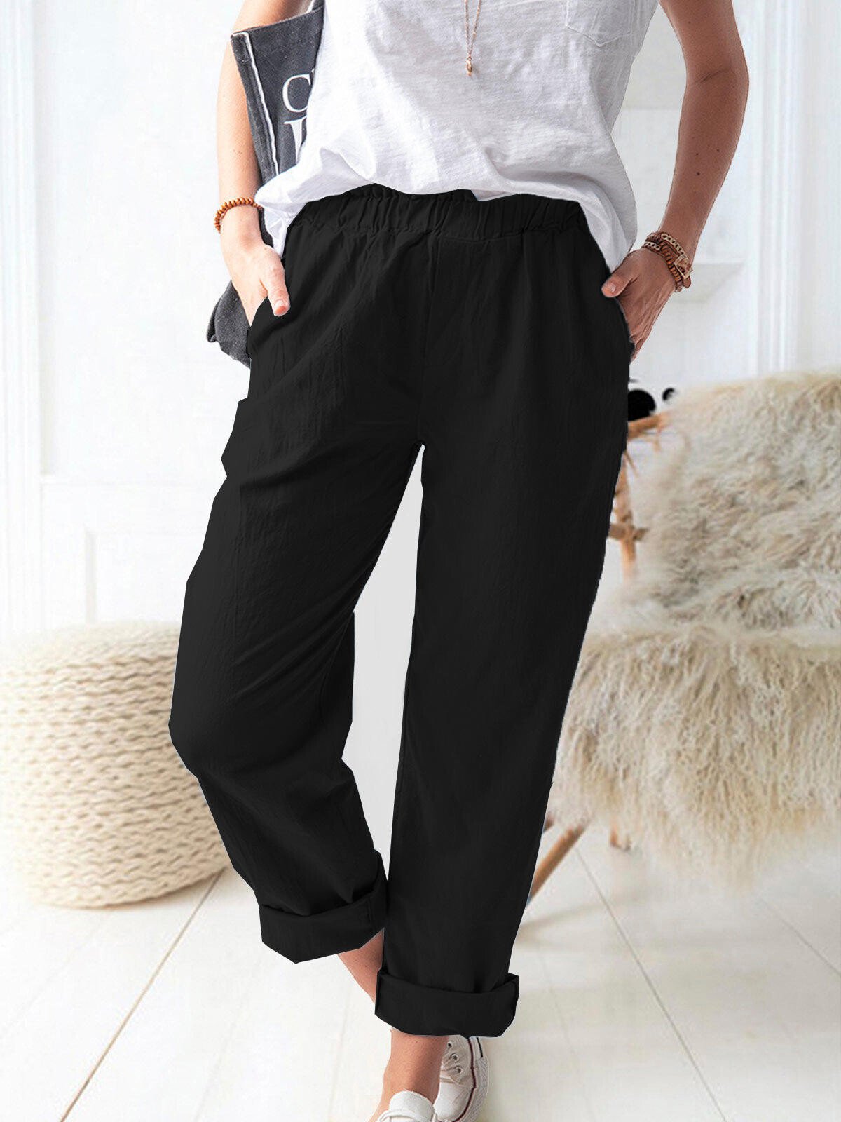 Airrys™ Women's Pure Color Casual Cotton Pants
