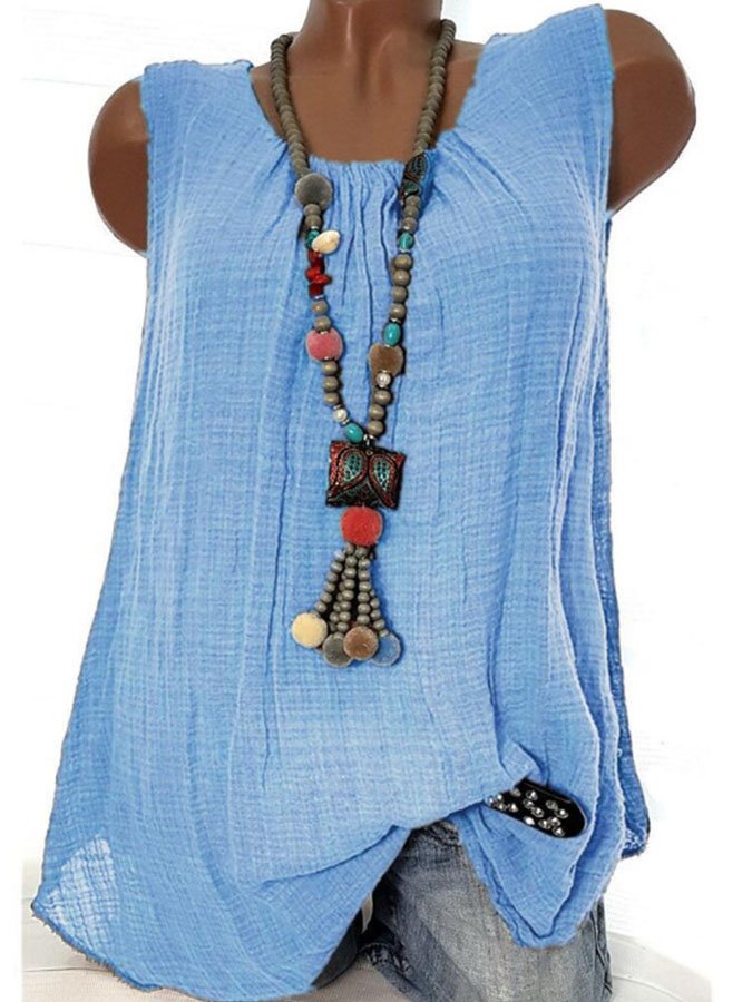 Airrys™ Casual Crew Neck Solid Color Sleeveless Tank Top