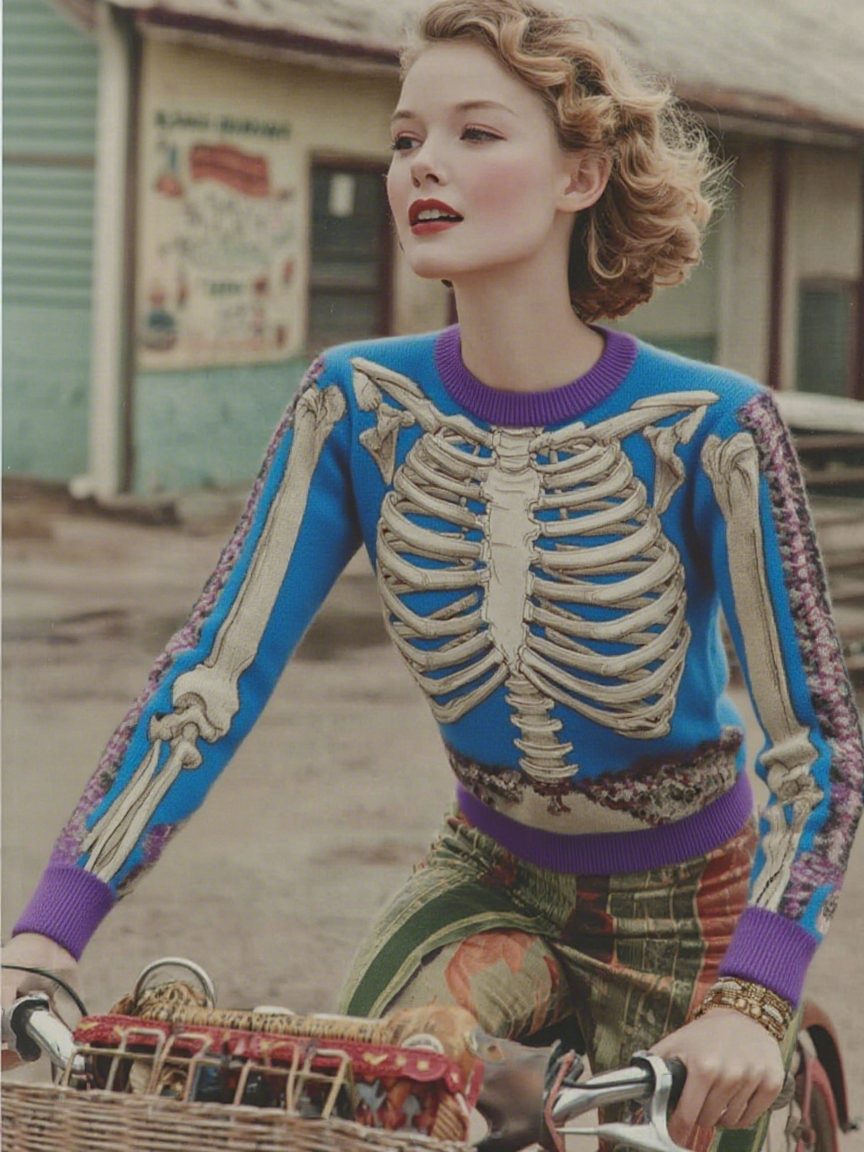 Vintage Halloween Anatomy Art Chunky Knitted Sweater