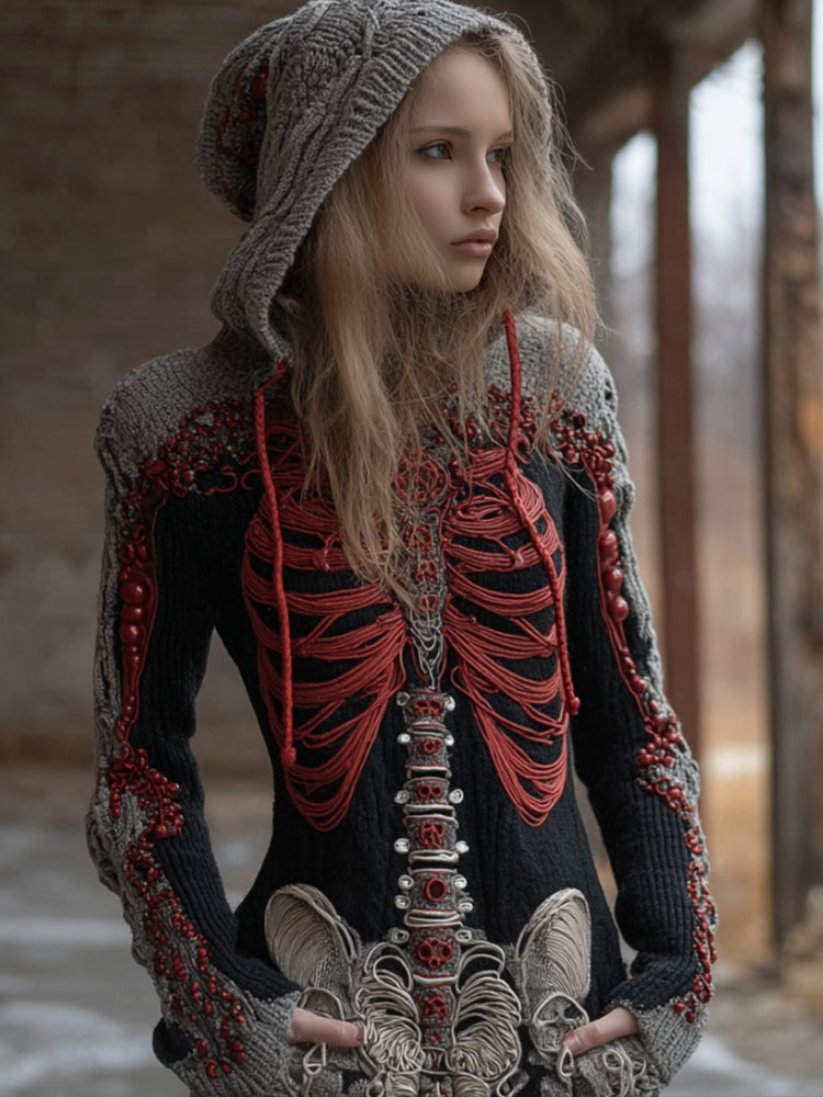 Halloween Human Anatomy Art Splicing Hooded Sweater