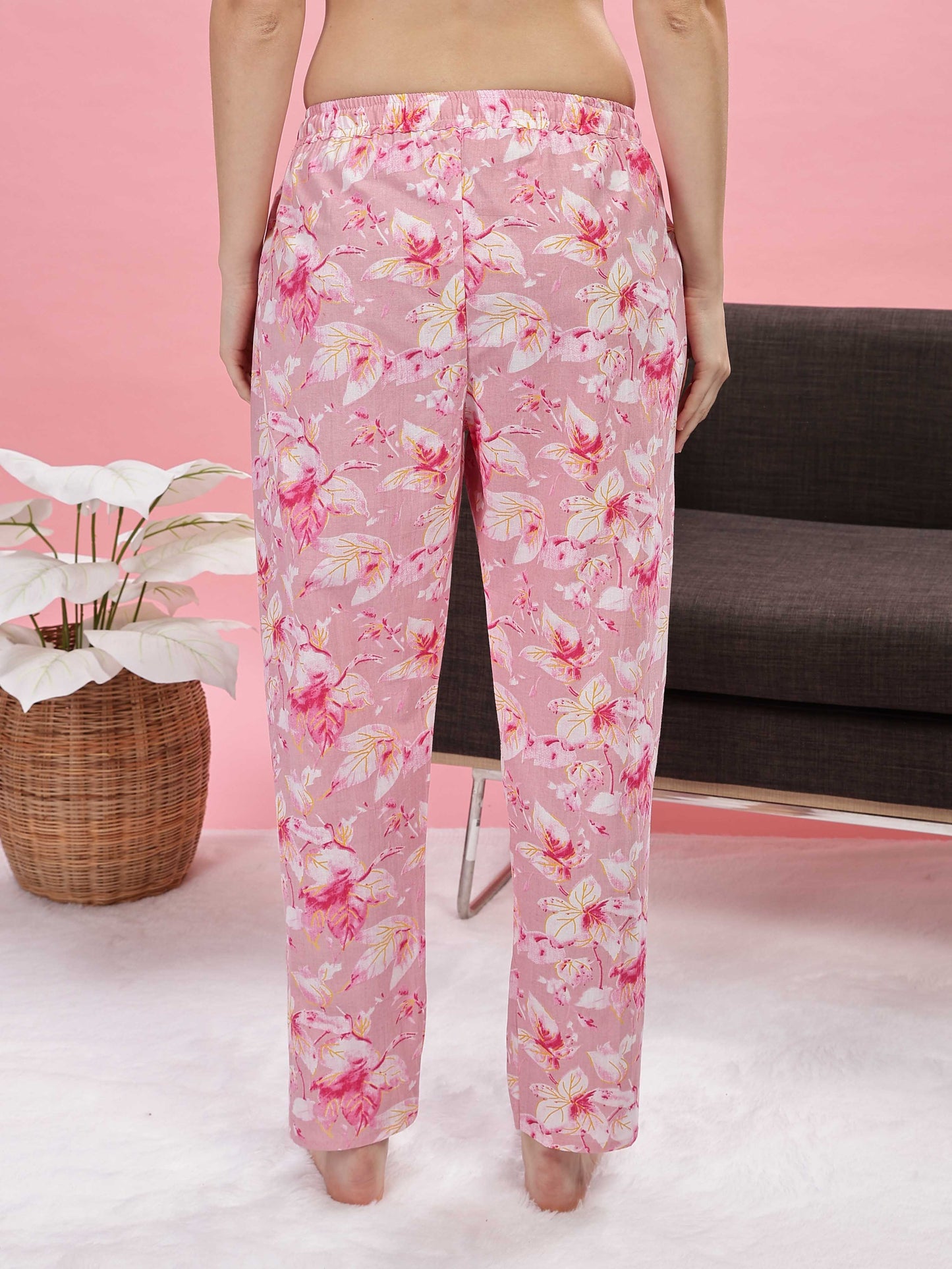 Soft Pink Cotton Pyjama Set for Women Comfortable Sleepwear