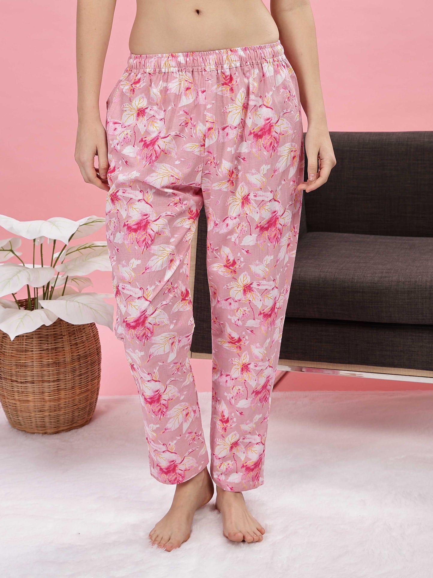 Soft Pink Cotton Pyjama Set for Women Comfortable Sleepwear