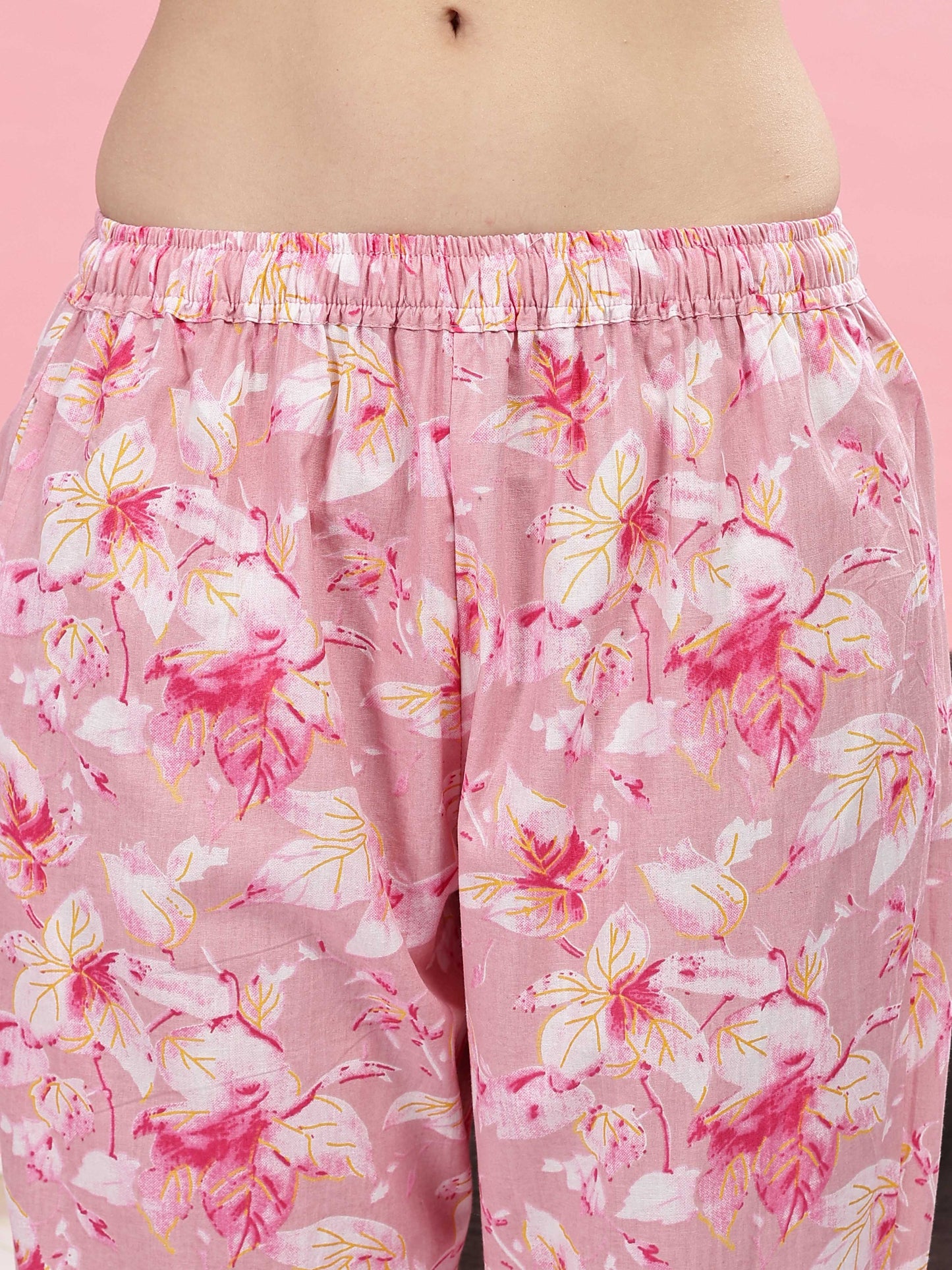 Soft Pink Cotton Pyjama Set for Women Comfortable Sleepwear